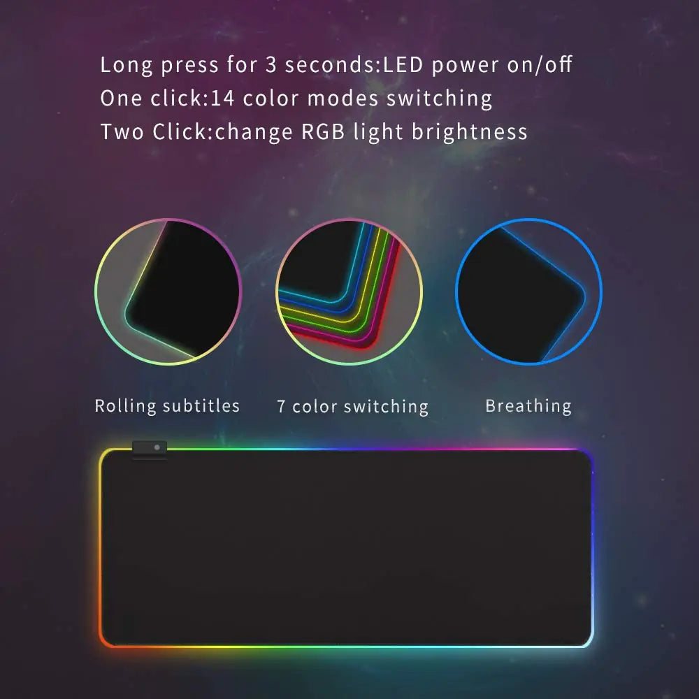 Alfombrilla de ratón LED para gamers resistente al agua
